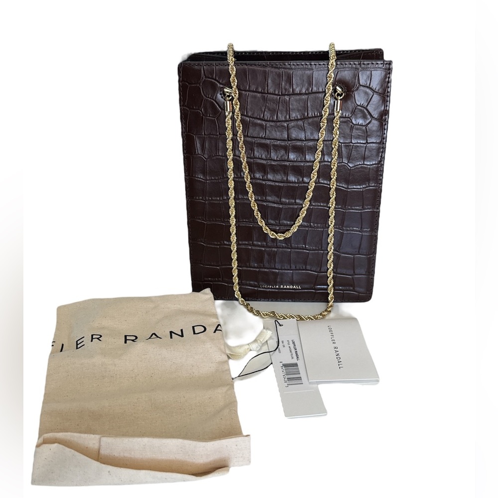 Loeffler Randall Antoinette Mini Leather Shopper Tote- Mock Croc Choc